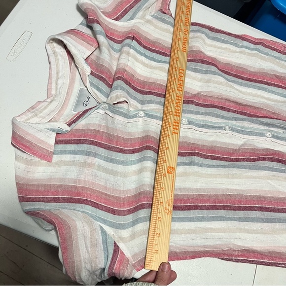 Rails Charli Button Down Top Tropic Metallic Stripe Linen Blouse Small J - Picture 6 of 6